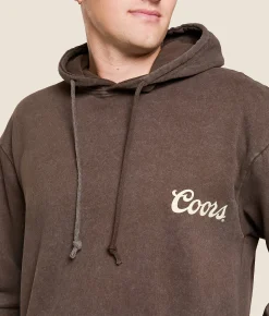 Changes Coors Cowboys Hooded Sweatshirt Brown Mineral Wash Clearance