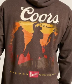 Changes Coors Cowboys Hooded Sweatshirt Brown Mineral Wash Clearance