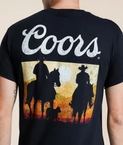 Tops|Graphic T-Shirts | Changes Coors Cowboy Silhouette T-Shirt Black
