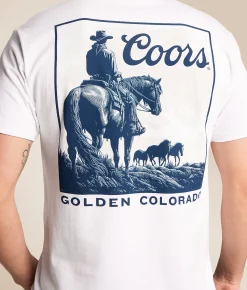 tee luv Coors Cowboy Slick T-Shirt White Hot
