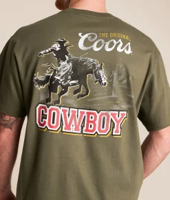 Tops|Graphic T-Shirts | tee luv Coors Cowboy T-Shirt Fatigue Green