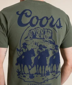Screen Stars Coors Hard Work T-Shirt Surplus Green Sale