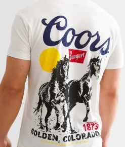 Graphic T-Shirts | Screen Stars Coors Horses T-Shirt Vintage White