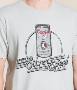 Brixton Coors Light Caster T-Shirt Silver New