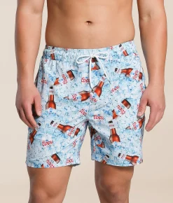 Bottoms|Swimwear | Valor Coors Light Cooler Stretch Swim Trunks White