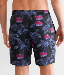 Valor Coors Light® Fronds Stretch Swim Trunks Black