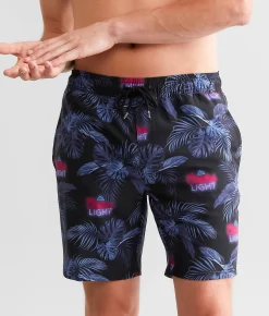 Valor Coors Light® Fronds Stretch Swim Trunks Black