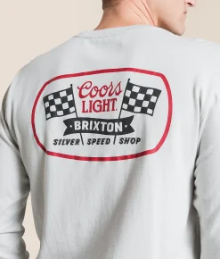 Brixton Coors Light Pit Stop T-Shirt Silver Discount