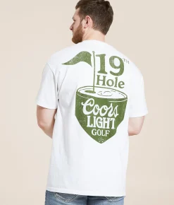 Screen Stars Coors Light 19th Hole Golf T-Shirt White Clearance