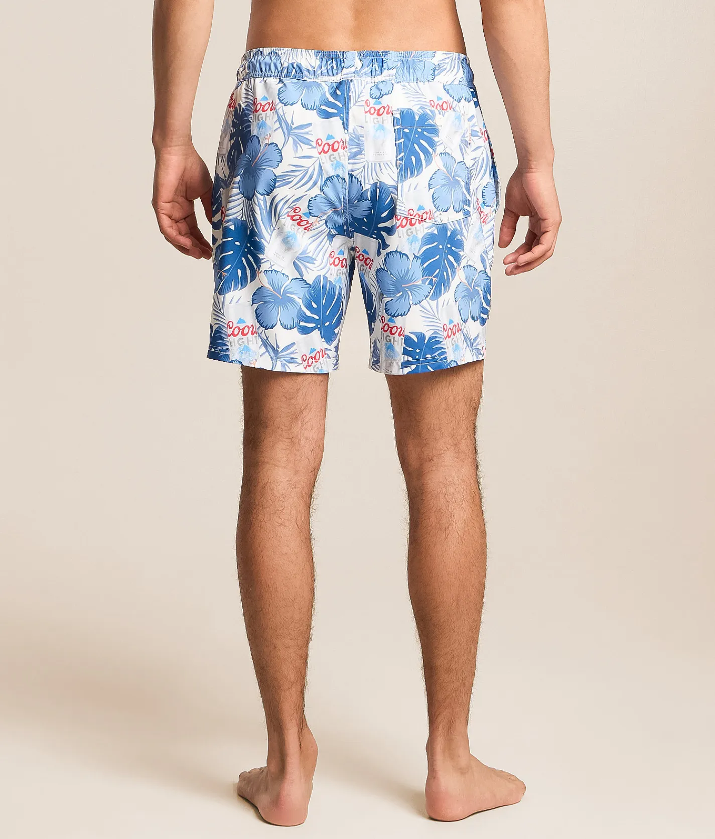 Bottoms|Swimwear | Valor Coors Light Tropical Stretch Swim Trunks Egret