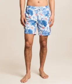 Bottoms|Swimwear | Valor Coors Light Tropical Stretch Swim Trunks Egret
