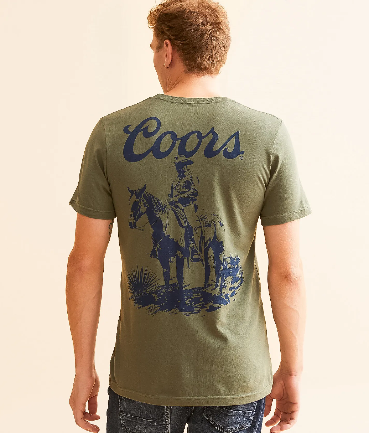 Graphic T-Shirts | Brew City Coors Lone Cowboy T-Shirt Military Green