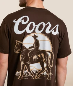 Changes Coors Mounted Cowboy T-Shirt Brown New