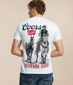 Screen Stars Coors Never Ride Alone T-Shirt Vintage White