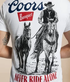 Screen Stars Coors Never Ride Alone T-Shirt Vintage White