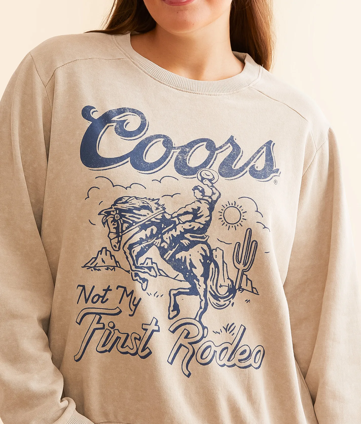 Tops | Changes Coors Not My First Rodeo Oversized Pullover Natural