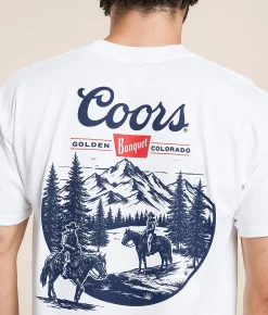 Tops|Graphic T-Shirts | tee luv Coors Outdoor Cowboy T-Shirt White