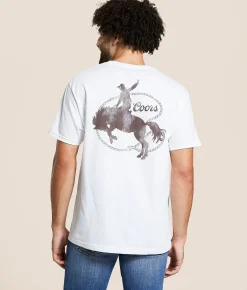 tee luv Coors Rodeo Cowboy T-Shirt White Clearance