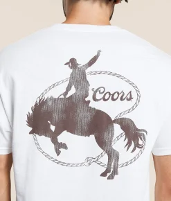 tee luv Coors Rodeo Cowboy T-Shirt White Clearance