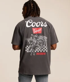 tee luv Coors Rodeo Cowboy T-Shirt Black Pigment Discount