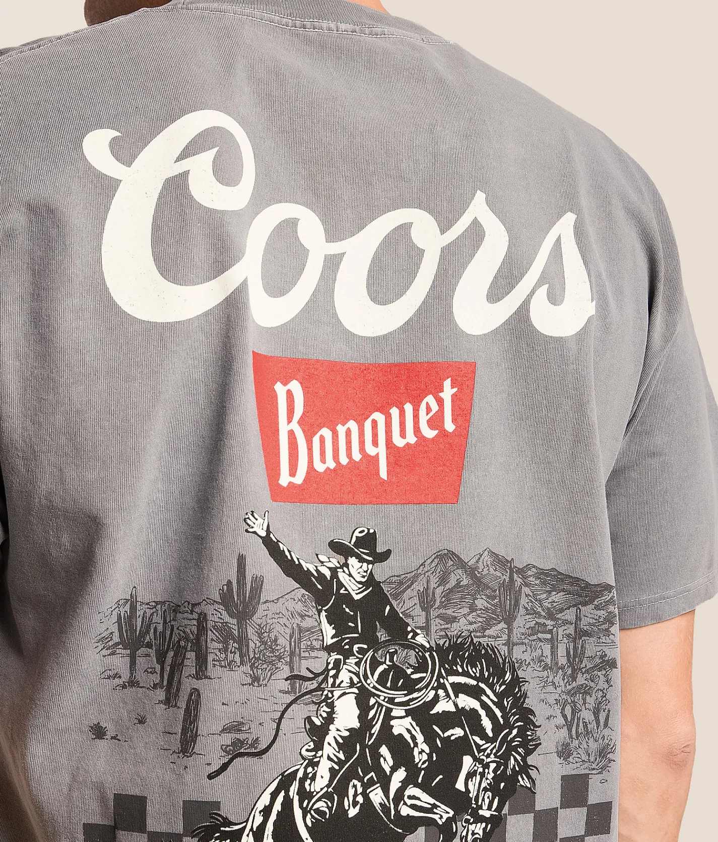 Tops|Graphic T-Shirts | tee luv Coors Rodeo Cowboy T-Shirt Storm Grey Pigment