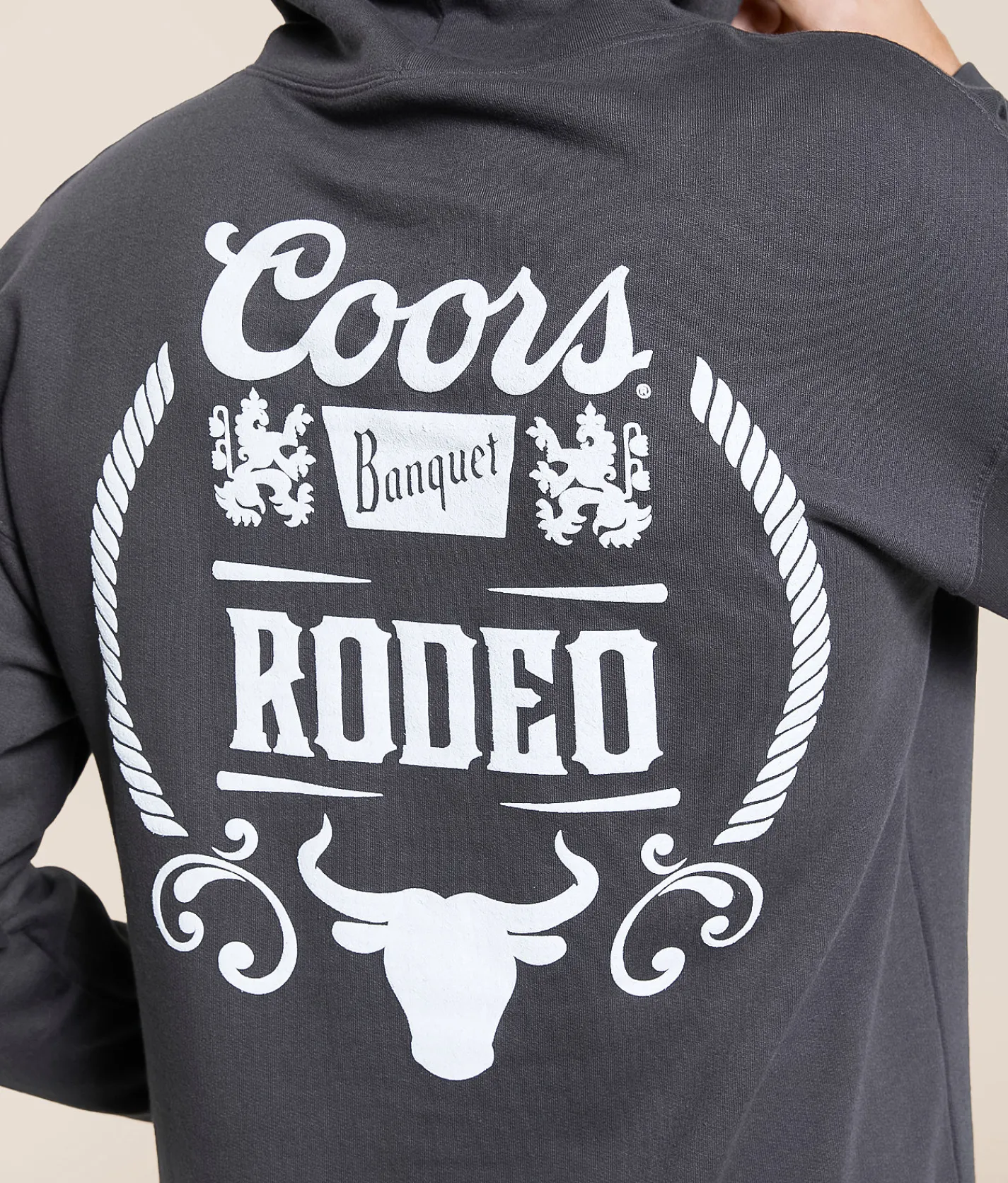 tee luv Coors Rodeo Hooded Sweatshirt Vintage Black Discount