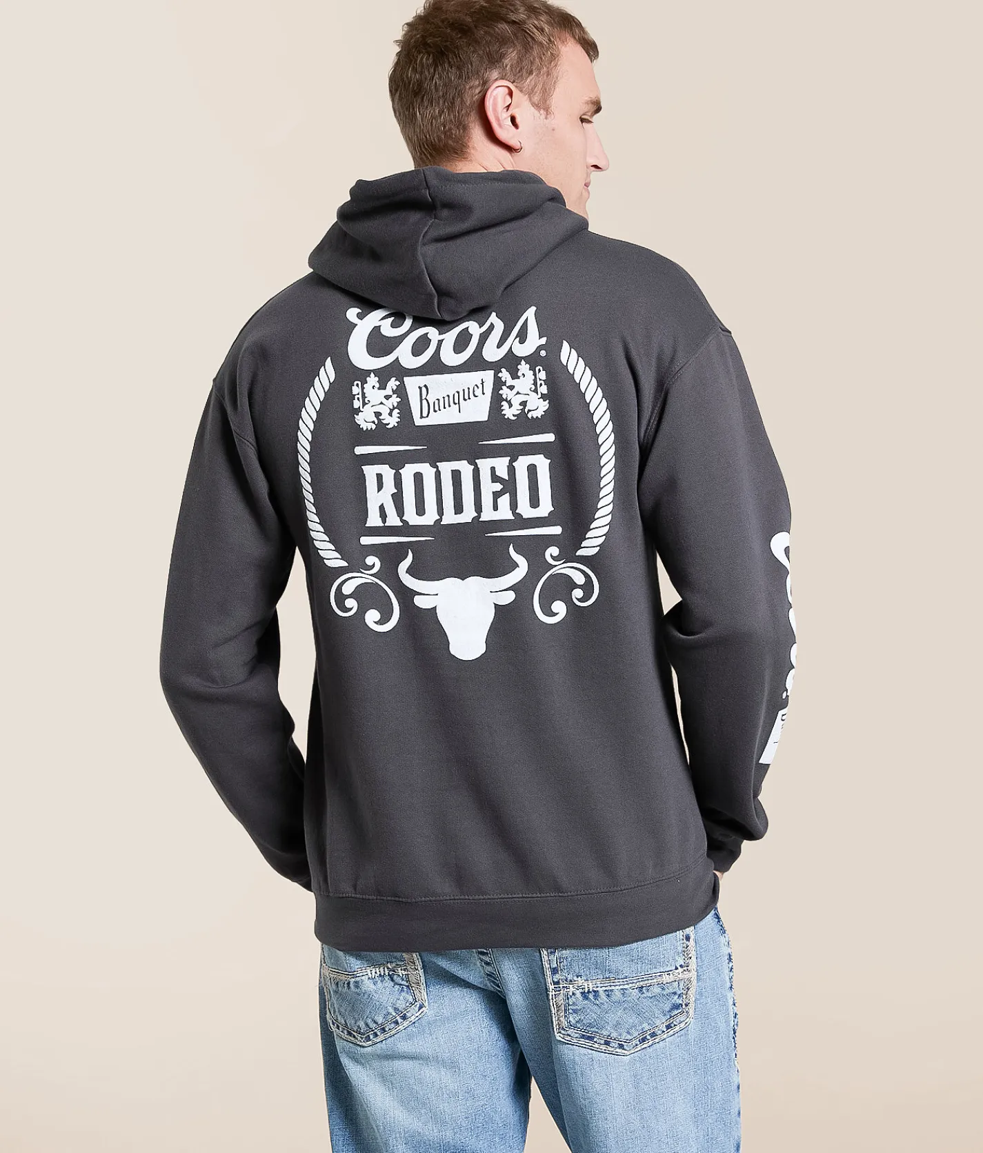 tee luv Coors Rodeo Hooded Sweatshirt Vintage Black Discount