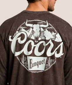 Tops|Graphic T-Shirts | Changes Coors Rope Western T-Shirt Brown Mineral Wash