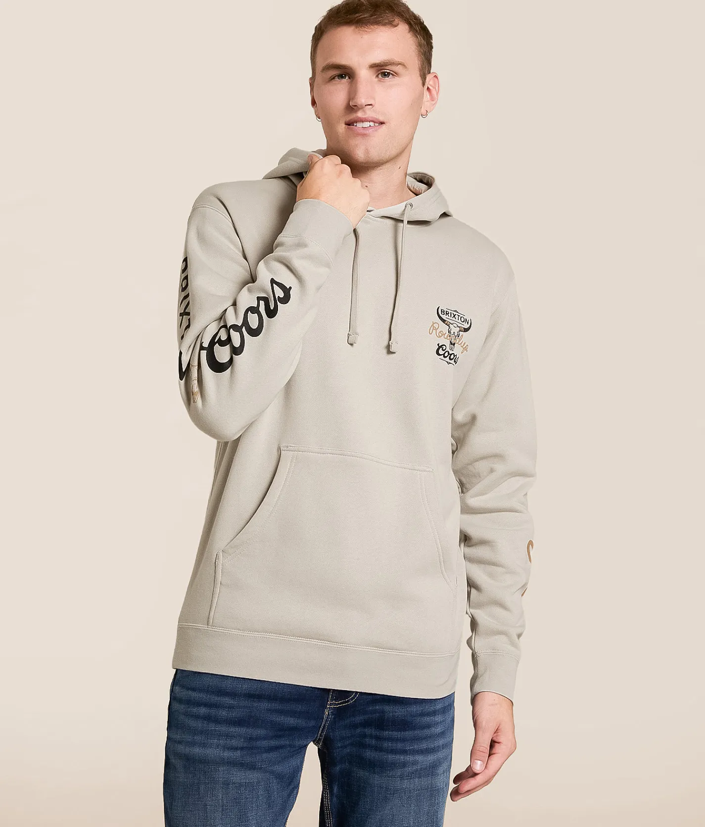 Brixton Coors Roundup Hooded Sweatshirt Smoke Best