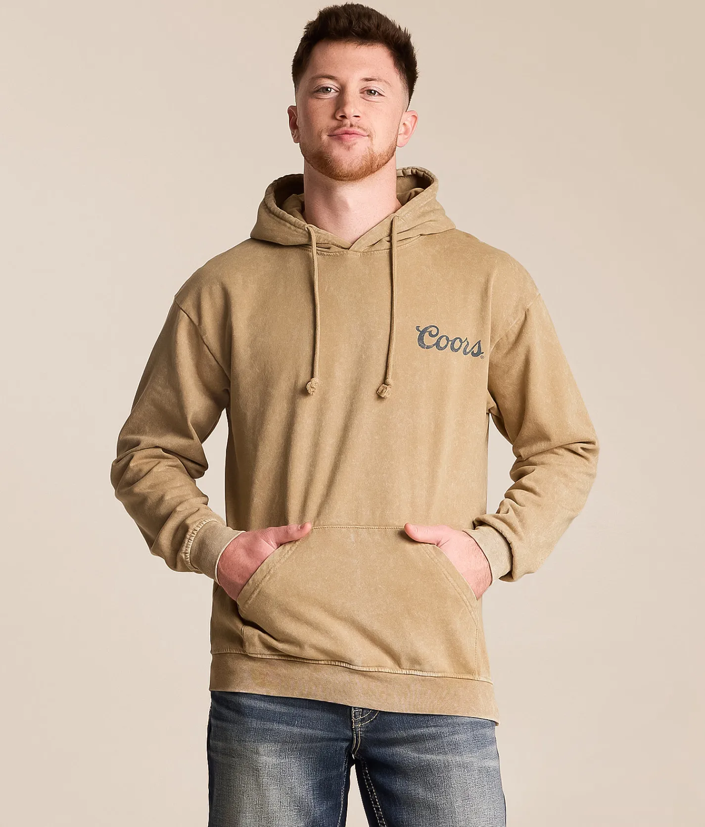 Changes Coors Scene Sideways Hooded Sweatshirt Beige Mineral Wash Online