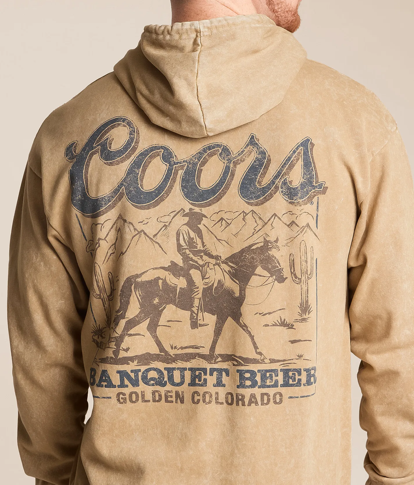 Changes Coors Scene Sideways Hooded Sweatshirt Beige Mineral Wash Online