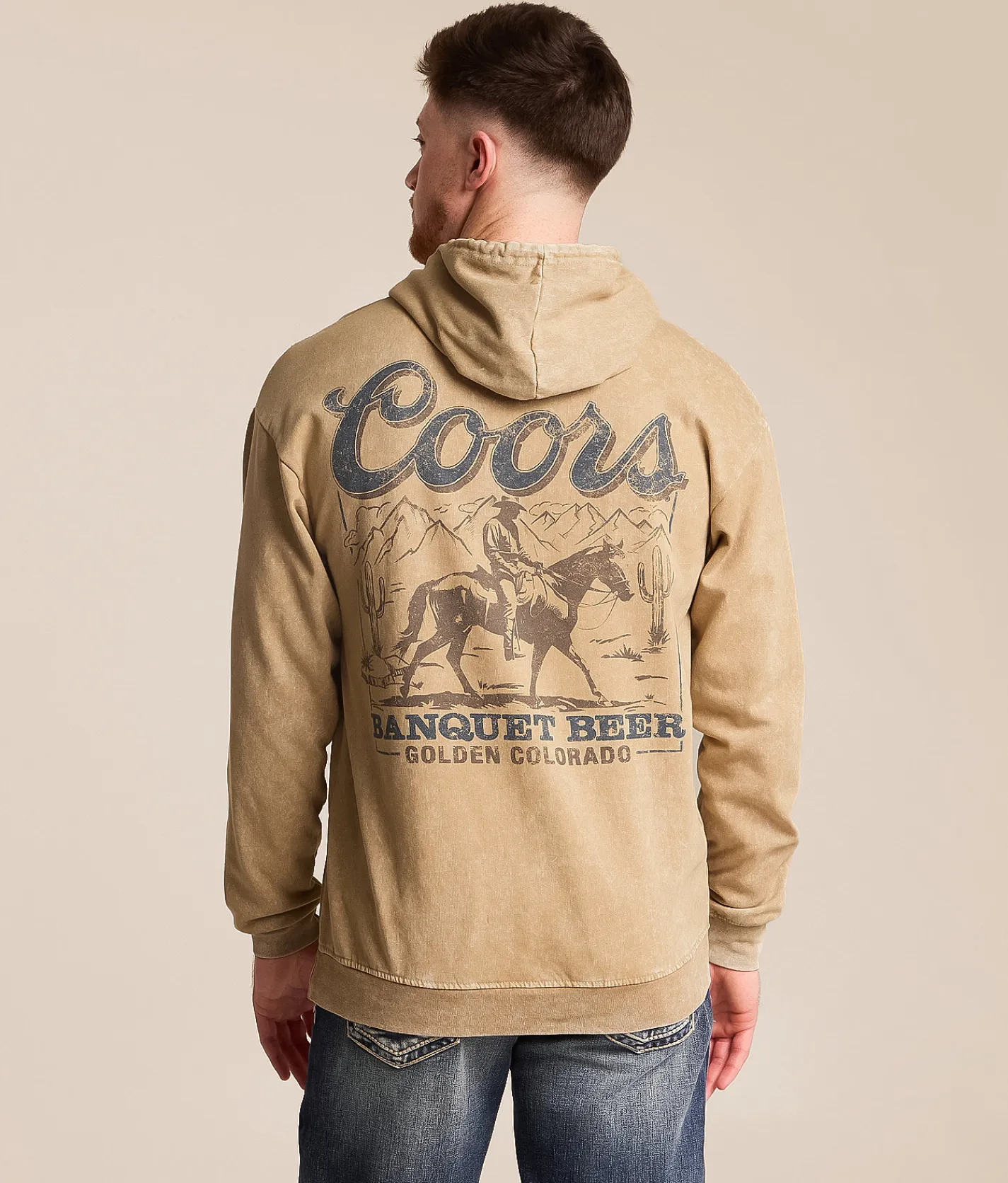 Changes Coors Scene Sideways Hooded Sweatshirt Beige Mineral Wash Online
