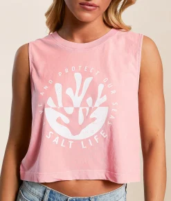 Salt Life Coral Love Cropped Tank Top Ocean Coral Outlet