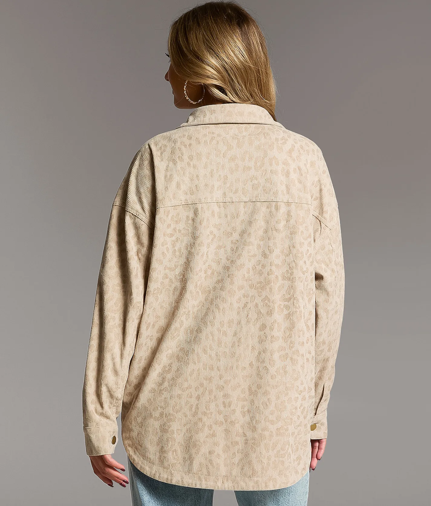 BKE Corduroy Cheetah Shacket Cheetah Print Online