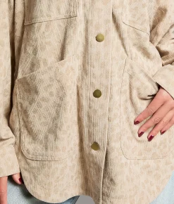 BKE Corduroy Cheetah Shacket Cheetah Print Online