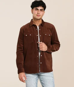 Panhandle Slim Corduroy Stretch Shirt Brown New