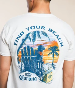 JEDCo Corona Find Your Beach T-Shirt White New