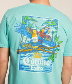 Graphic T-Shirts | JEDCo Corona Parrot Bottle T-Shirt Chalky Mint