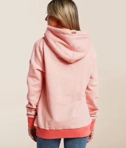 Tops | Wanakome Corrie Microstripe Hooded Sweatshirt Coral Pink
