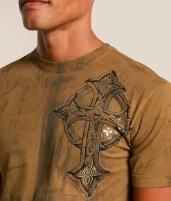 Tops|Graphic T-Shirts | Affliction Corroded T-Shirt Timberwolf