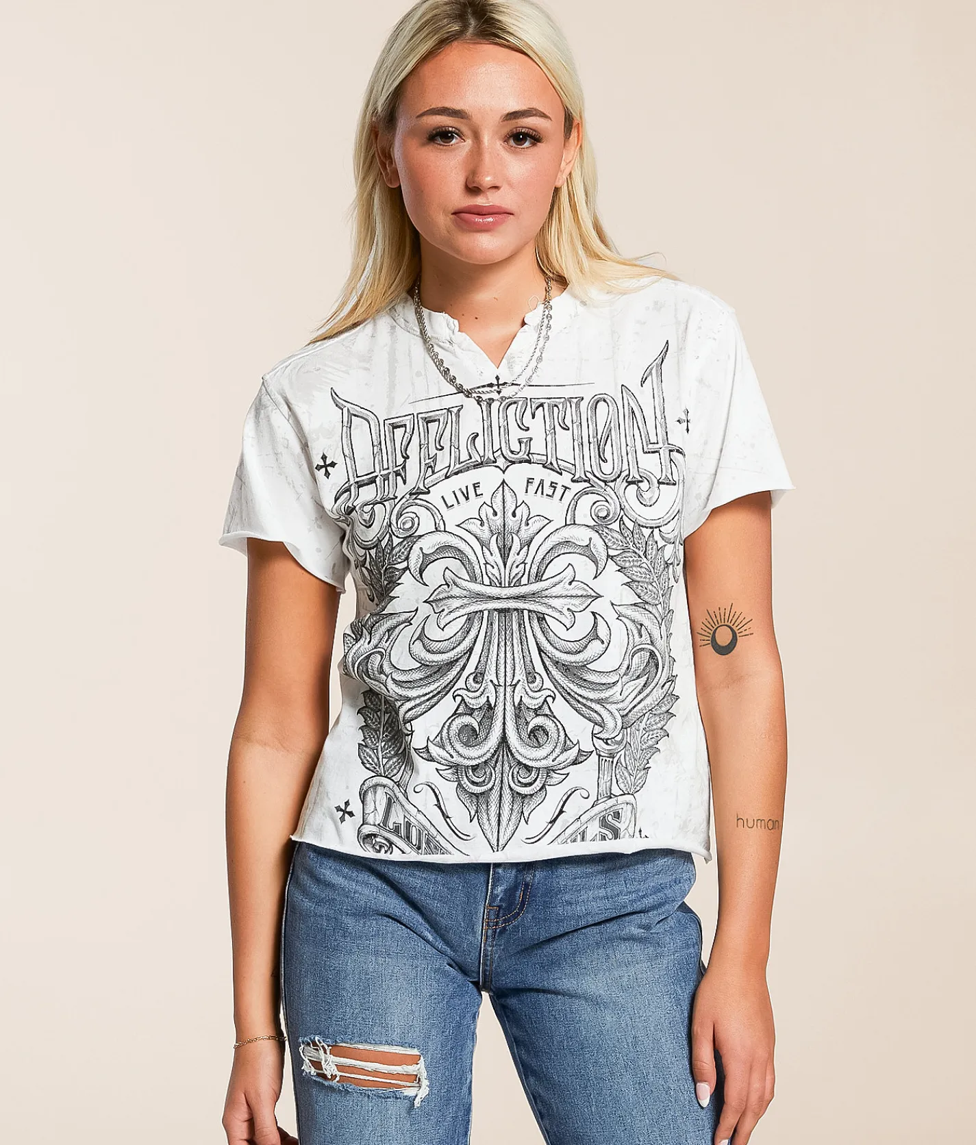 Tops | Affliction Corroded T-Shirt White