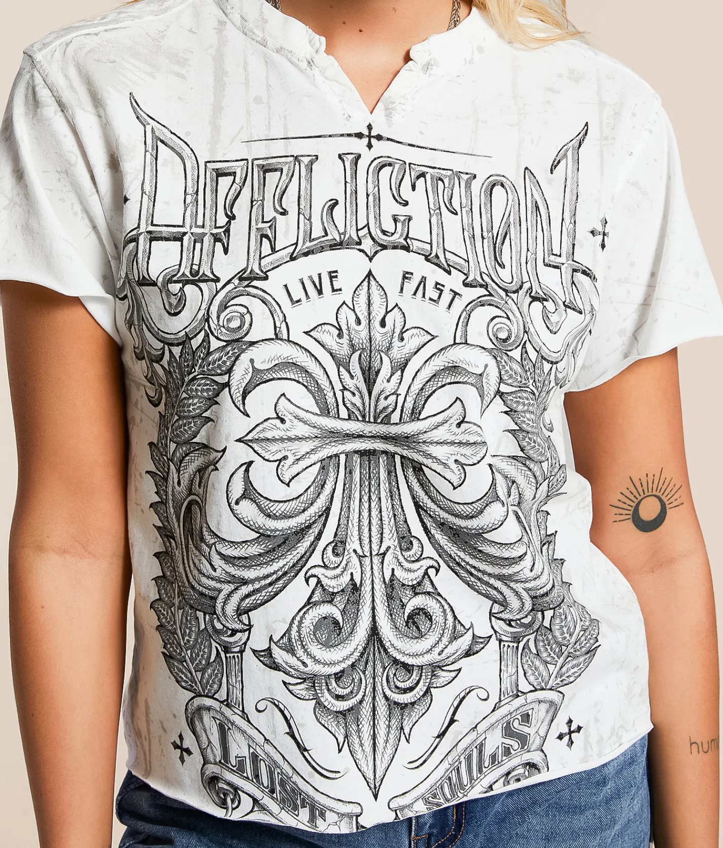 Tops | Affliction Corroded T-Shirt White