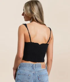 Willow & Root Corset Cropped Tank Top Black Sale