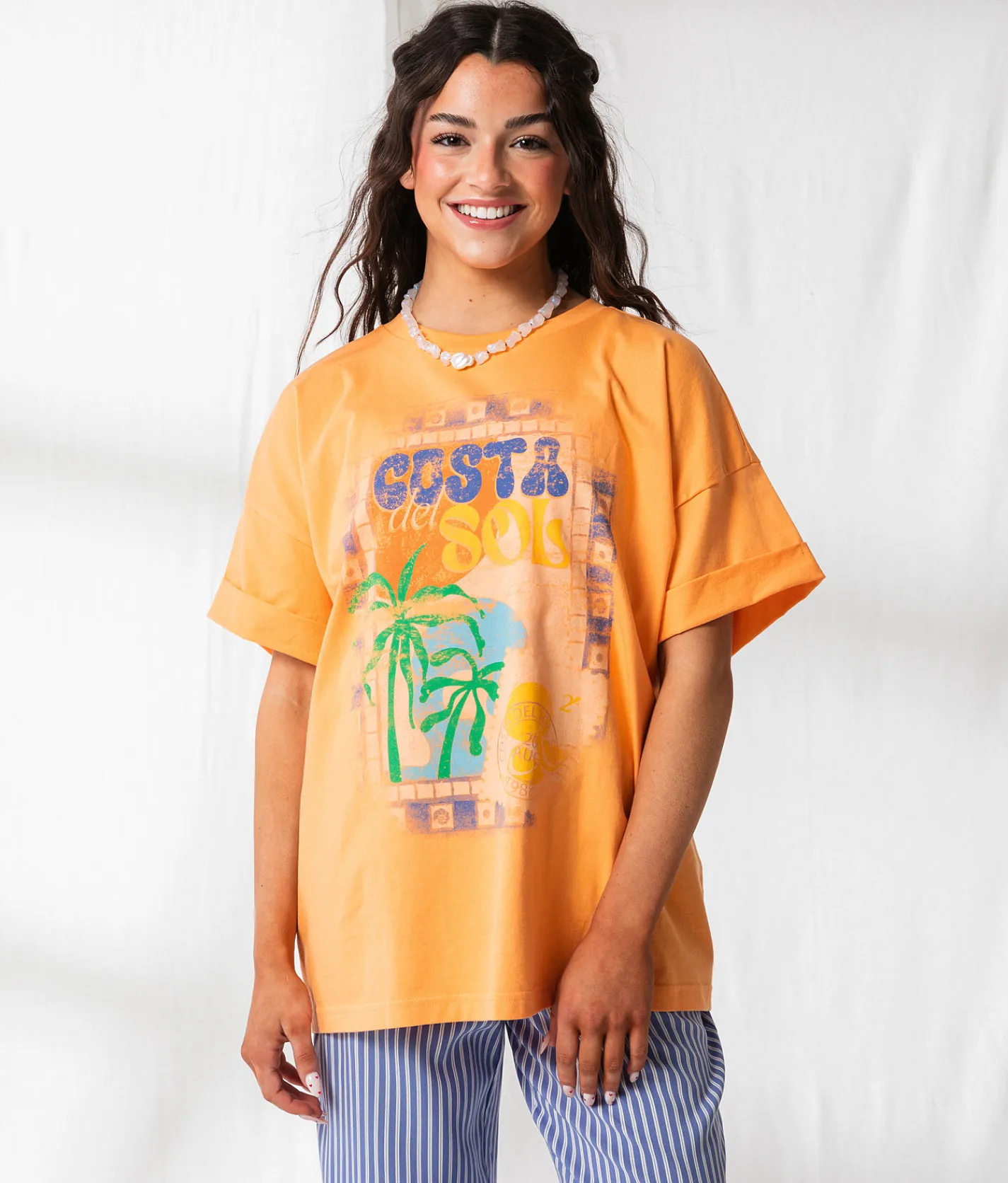 33 Coastal Costa Del Sol Oversized T-Shirt Mock Orange Online