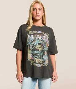 Tops | Billabong Counting Stars Oversized T-Shirt Off Black