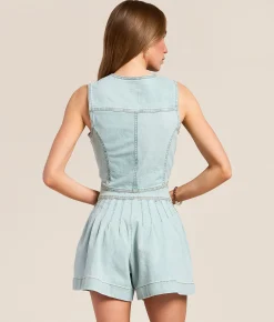 Tops | Wrangler® Country Estate Cropped Vest Pale Denim