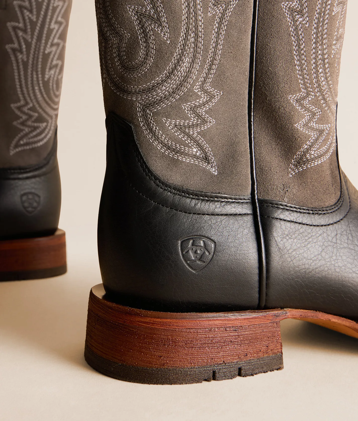 Shoes | Ariat County Roads Leather Cowboy Boot Ns Black Gm Grey Suede