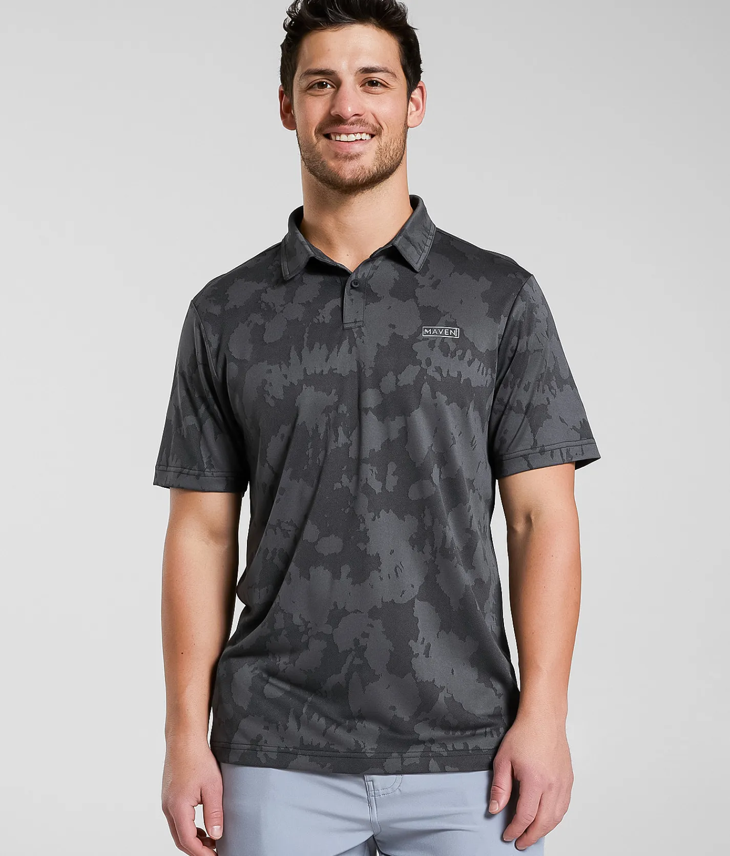 Maven Co-op Course Performance Polo Black Jaquard