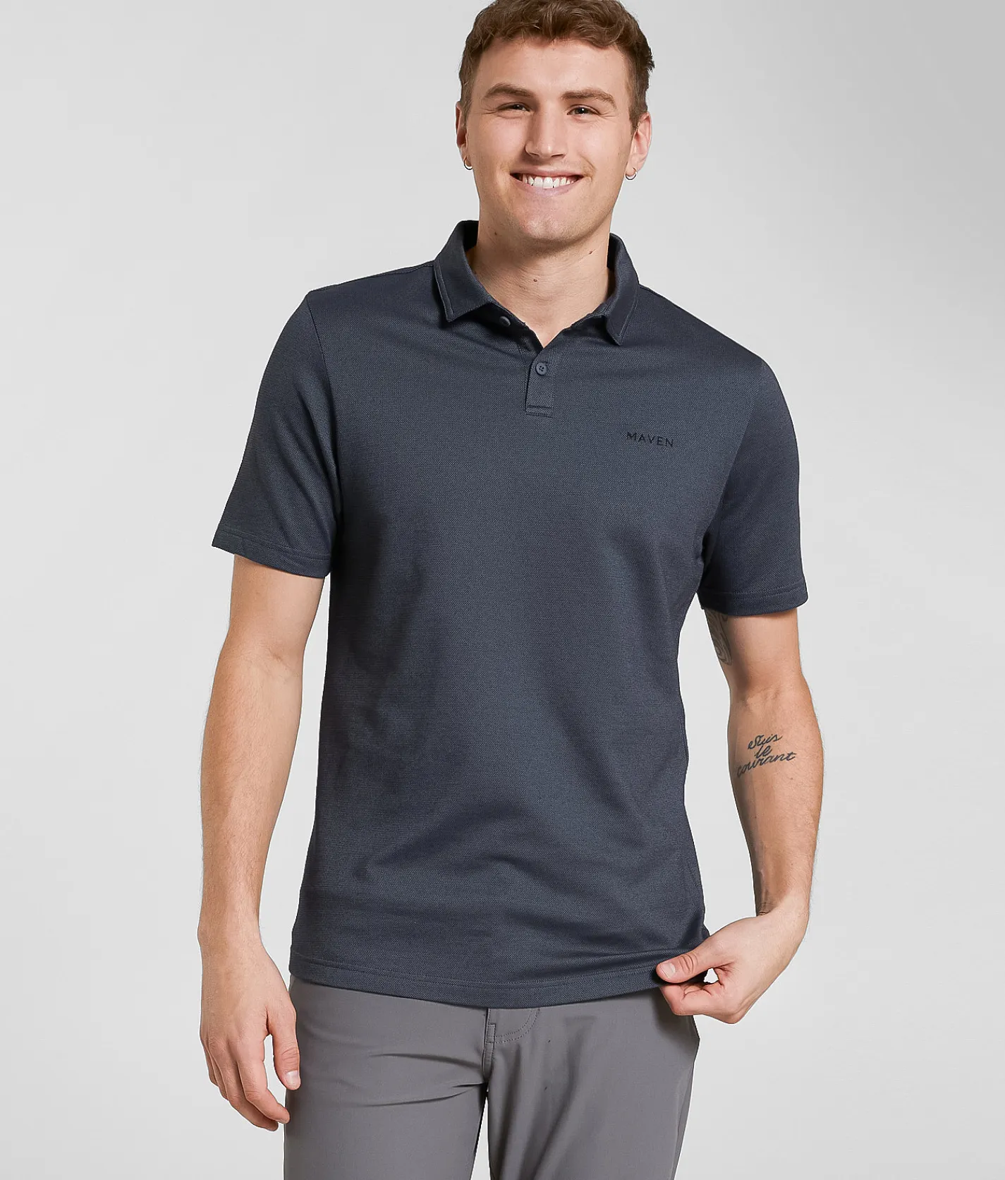 Tops|Activewear | Maven Co-op Course Performance Polo Black Slate