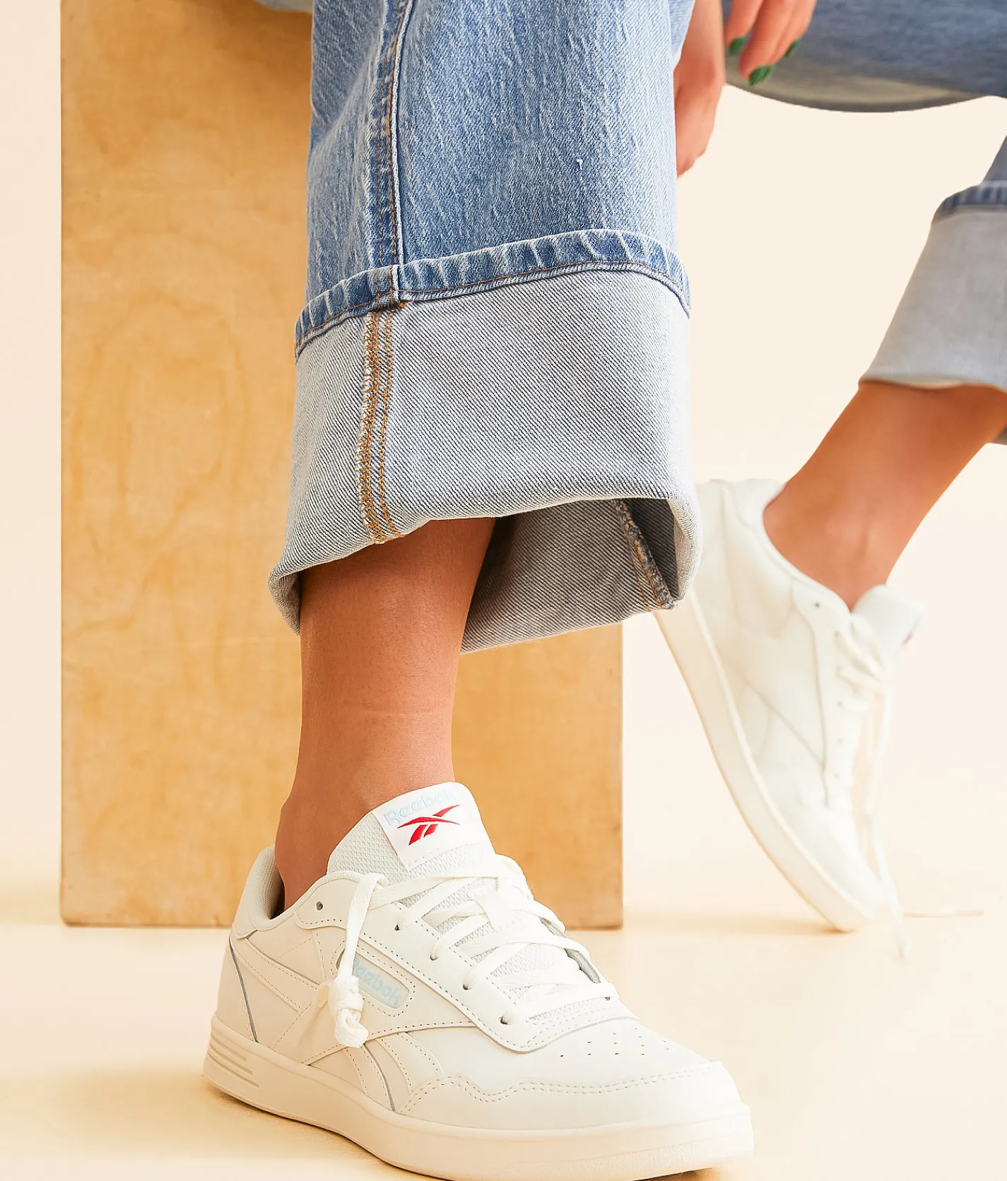 Shoes|Activewear | Reebok® Court Advance Leather Sneaker Chalk Blue Peak Vector Re